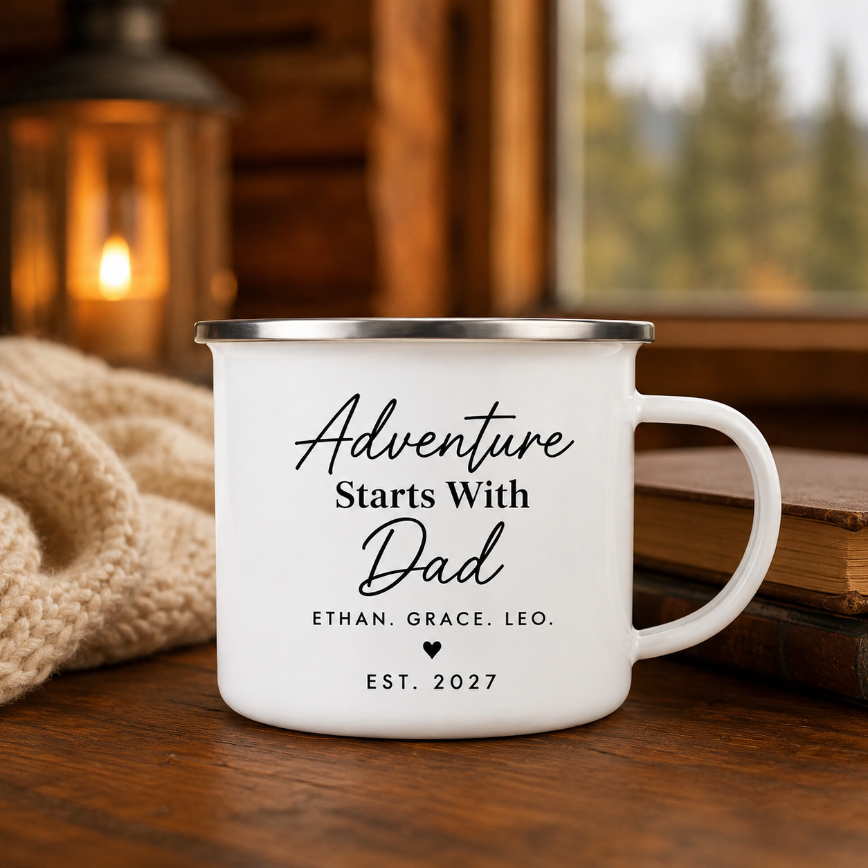 Personalized Dad Crew Camp Mug 12oz, Custom Dad Enamel Cup, Gift For Dad TOM99