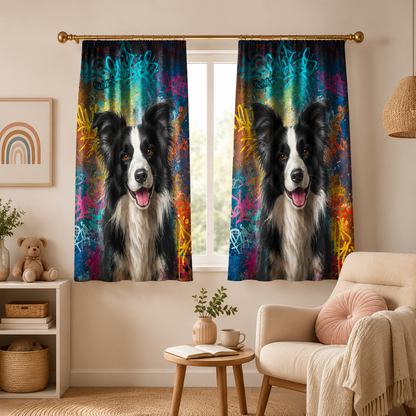 Custom Photo Colorful Dog Window Curtain | Gift For Dog Lovers