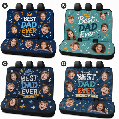 Personalized Best Dad Photo Car Rear Seat Cover, Custom Back Seat Protector For Dad, Gift For Dad TOM99