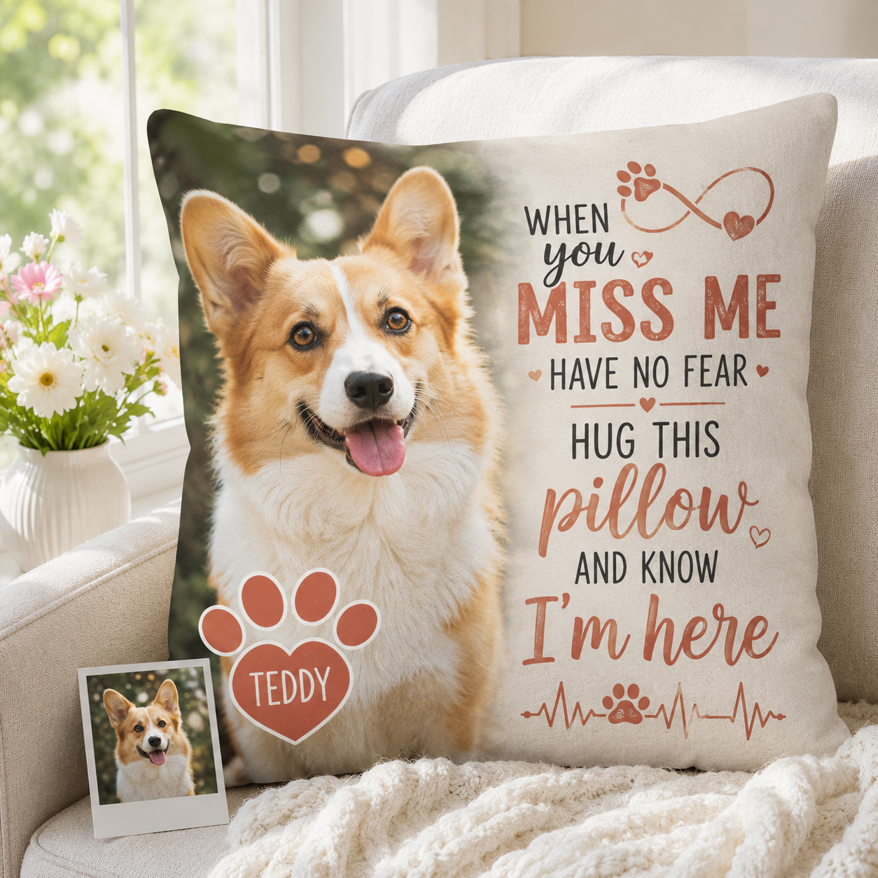 Custom Photo Dog Memories Pillow | Gift For Dog Lovers | Personalized Dog Decor TOM99