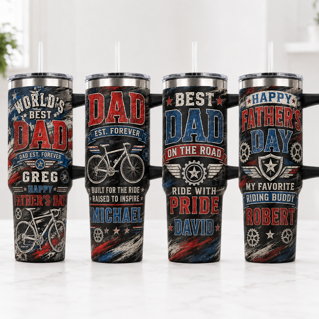 Custom World's Best Dad 40oz Tumbler, Personalized Dad Tumbler, Father’s Day Gift TOM99
