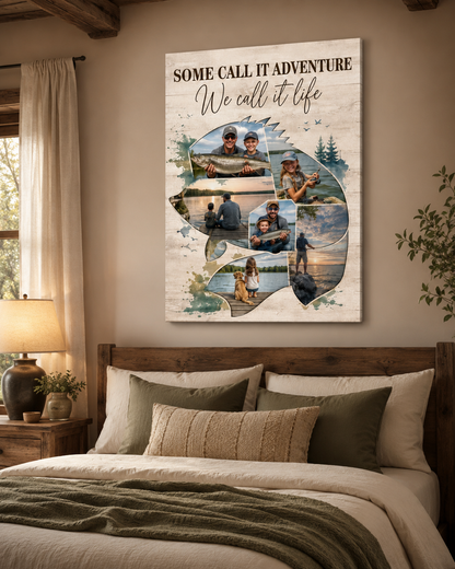 Custom Photo Dad Fishing Canvas Wall Art - Custom Gift For Dad TOM99