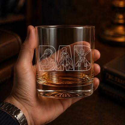 Custom Photo Dad Whiskey Glass | Photo Dad Portrait Gift | Father's Day Gifs | Gift For Father TOM99