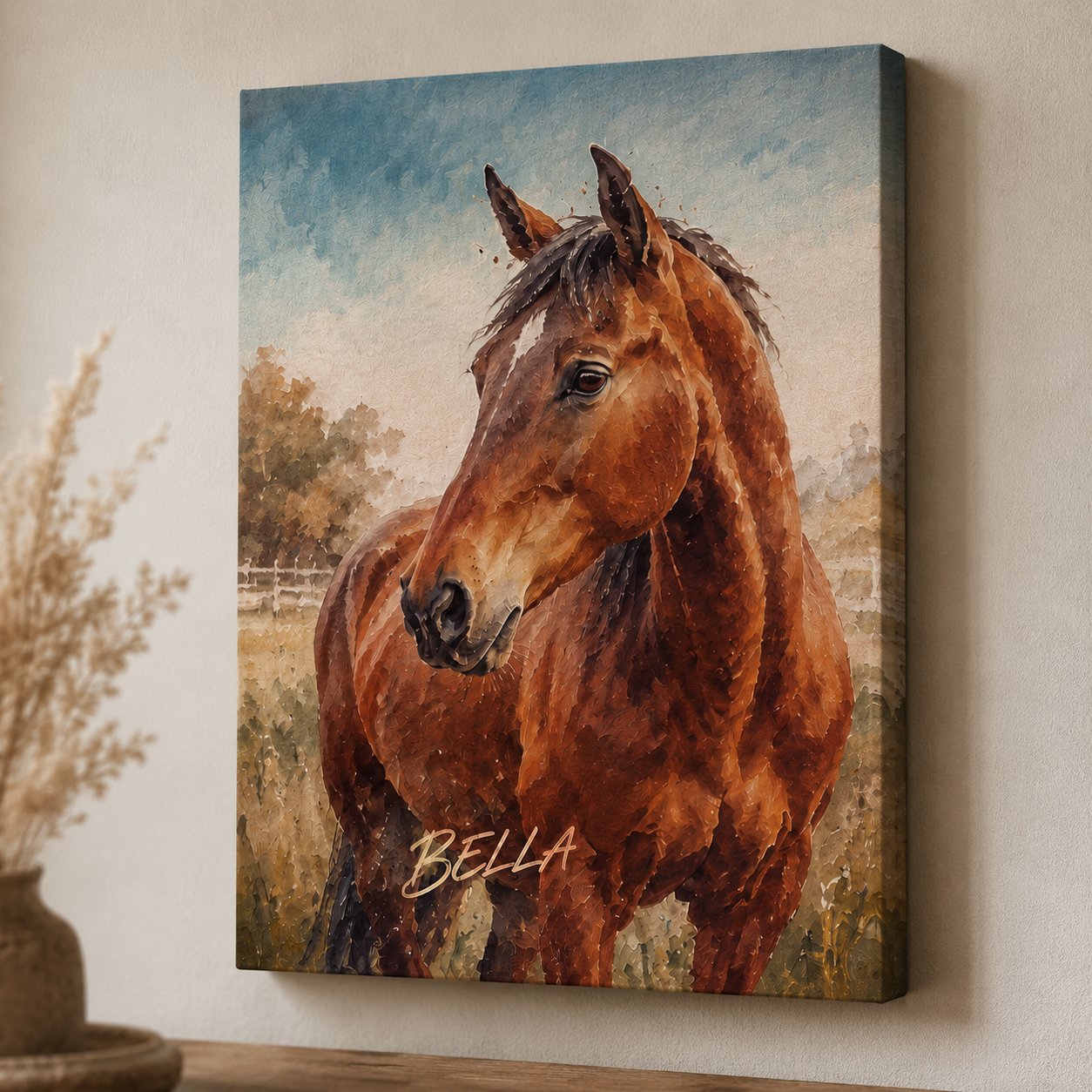 Custom Photo Pure Horse Wall Art Canvas | Personalized Horse Photo Canvas | Gift For Horse Lovers TOM99