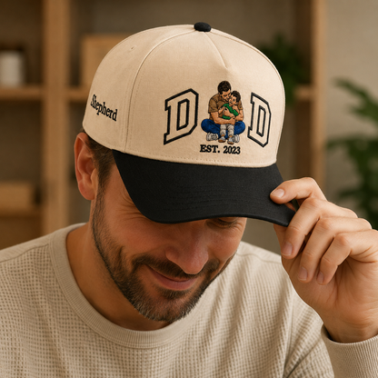 Custom Photo Dad Embroidered Hat, Personalized Cap, Custom Portrait Dad Hat, Father’s Day Gift TOM99