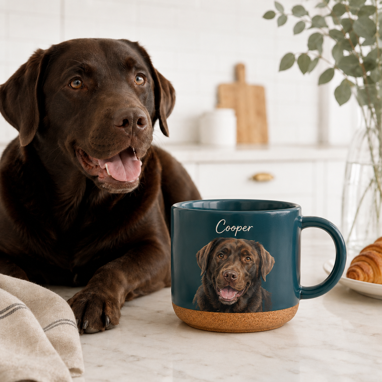 Custom Photo My Dog 12oz Cork Mug | Gift For Dog Lovers | Pet Lover Gifts TOM99