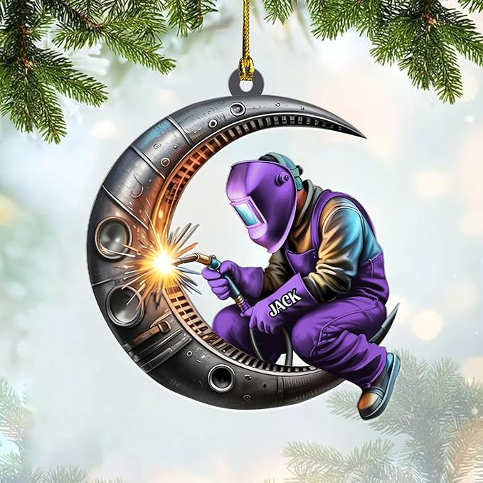 Custom Welder Sit On The Moon Style 16 Christmas Ornament