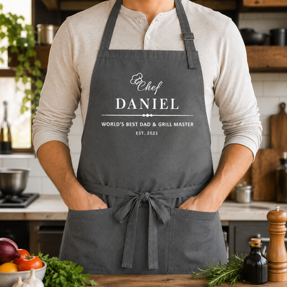 Custom Best Dad Chef Apron, Personalized Apron For Dad, Gifts For Dad - TOM99