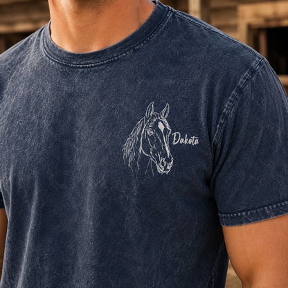 Custom Photo Horse Love Wash T-Shirt | Personalized Horse Lover Shirt | Gift For Horse Lovers TOM99