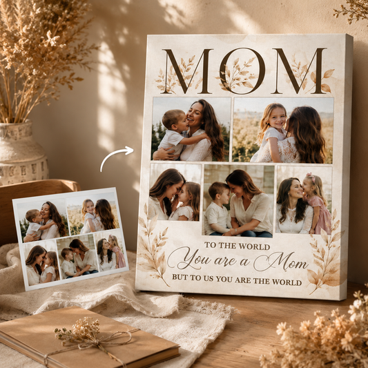 Custom Photo Mom Is The World Canvas Wall Art - Custom Gift For Mom TOM99