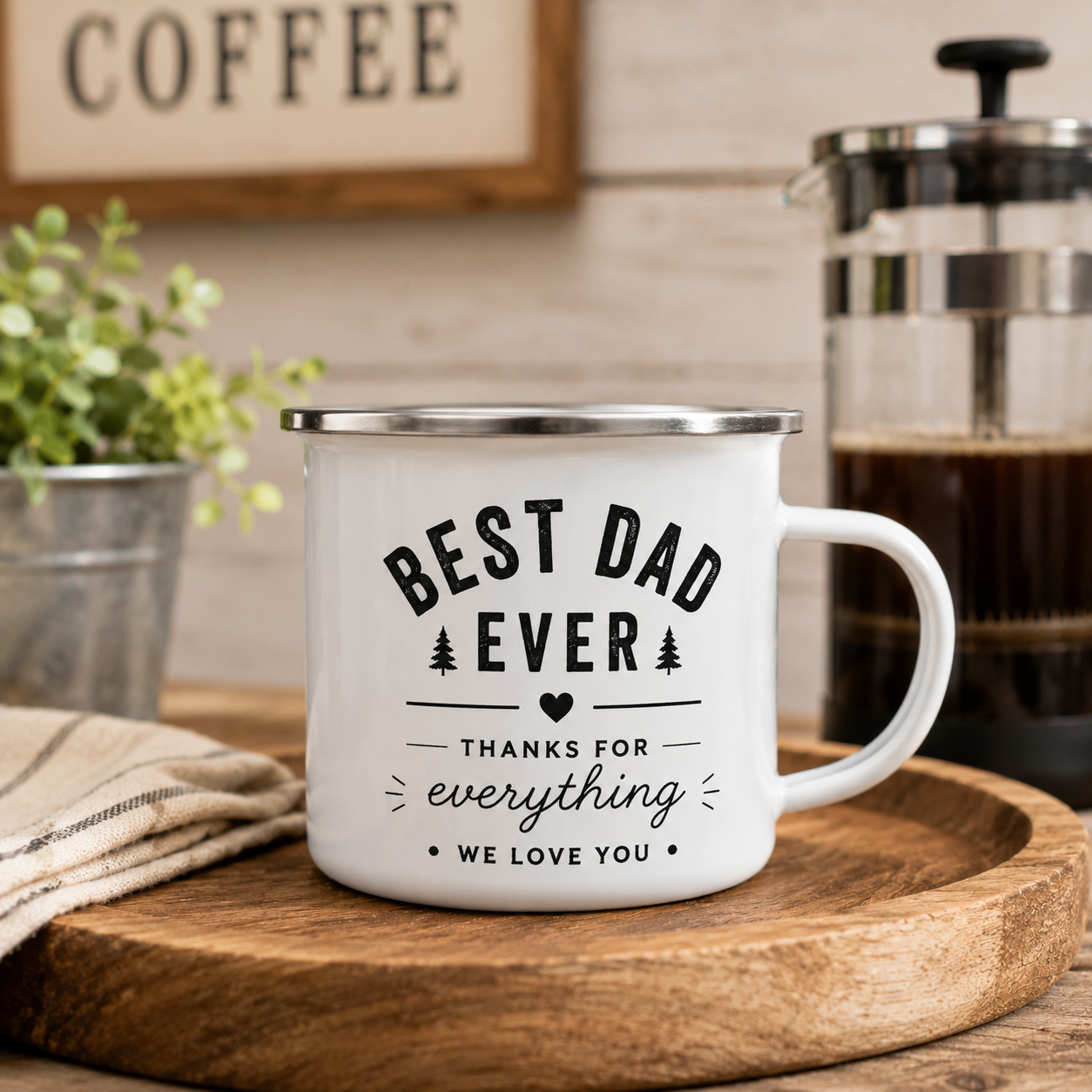 Personalized Papa Bear Dad Camp Mug 12oz, Custom Dad Enamel Cup, Gift For Dad TOM99