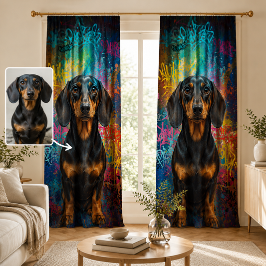 Custom Photo Colorful Dog Window Curtain | Gift For Dog Lovers