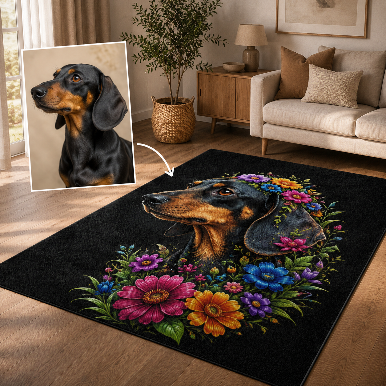 Custom Photo Dog Area Rug | Gift For Dog Lovers