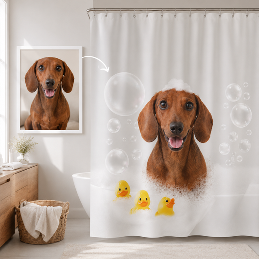 Custom Photo Dog Shower Curtain | Gift For Dog Lovers