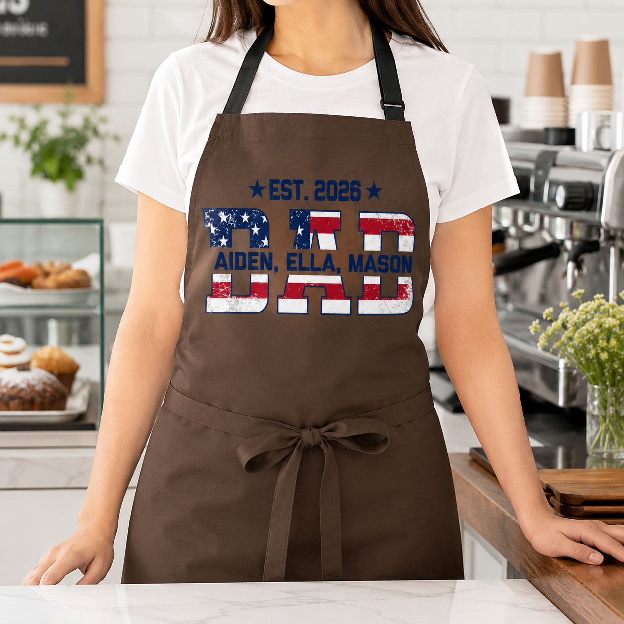 Custom US Dad Apron, Personalized Apron For Dad, Gifts For Dad - TOM99