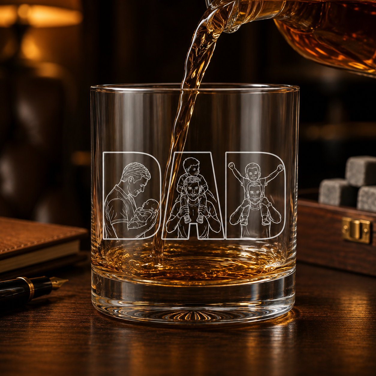 Custom Photo Dad Whiskey Glass | Photo Dad Portrait Gift | Father's Day Gifs | Gift For Father TOM99