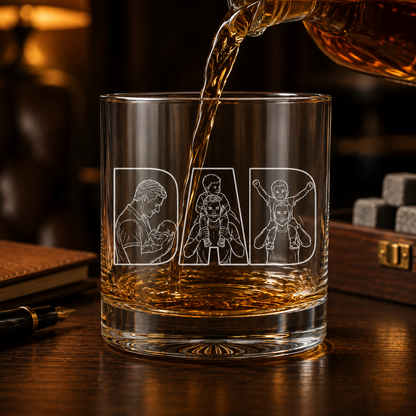Custom Photo Dad Whiskey Glass | Photo Dad Portrait Gift | Father's Day Gifs | Gift For Father TOM99