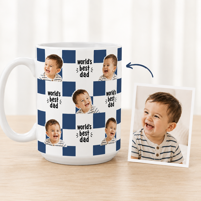 Custom Photo World's Best Dad Mug, Personalized Mug Mug For Husband Dad Grandfather TOM99