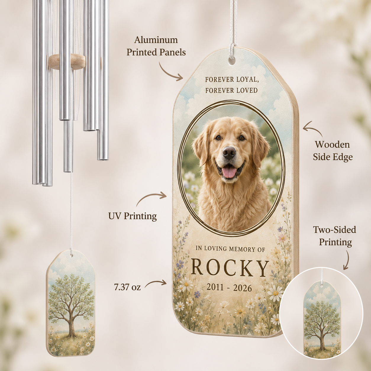 Custom Photo Dog In Loving Memory Wind Chime | Personalized Dog Lovers Gifts | Gift For Dog Lovers TOM99