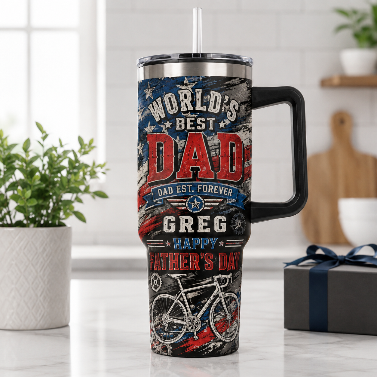 Custom World's Best Dad 40oz Tumbler, Personalized Dad Tumbler, Father’s Day Gift TOM99