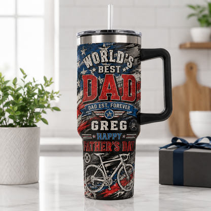 Custom World's Best Dad 40oz Tumbler, Personalized Dad Tumbler, Father’s Day Gift TOM99