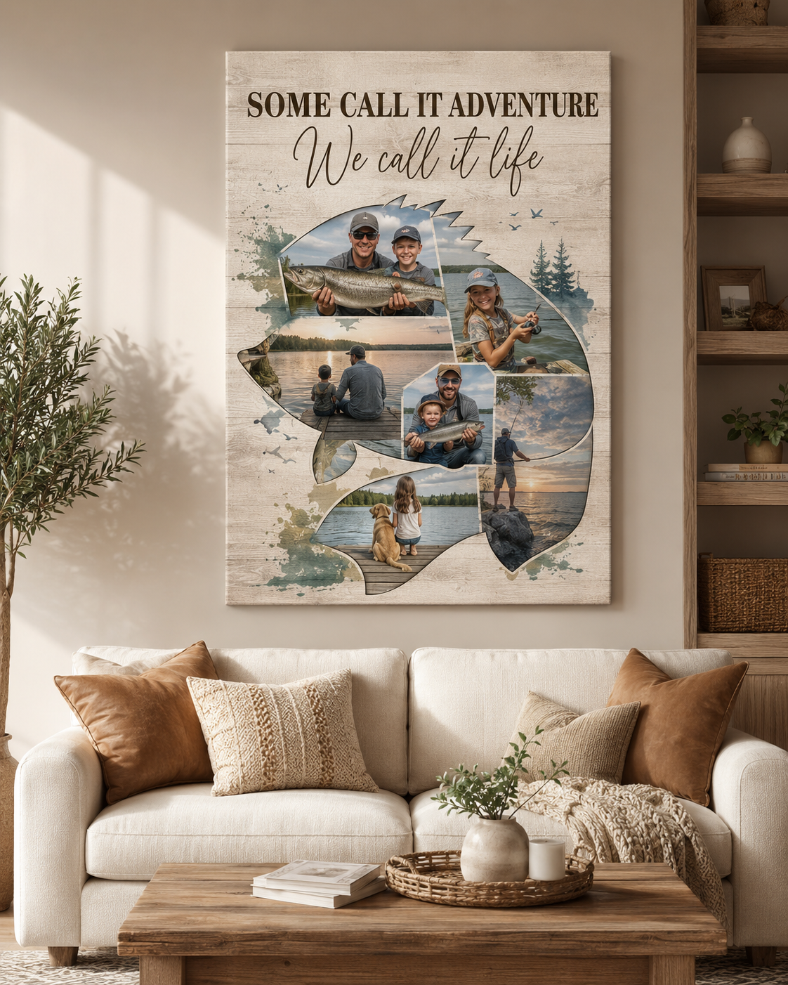 Custom Photo Dad Fishing Canvas Wall Art - Custom Gift For Dad TOM99