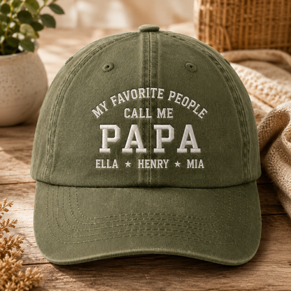 Custom Photo Call Me Papa Dad Embroidered Hat, Personalized Cap, Custom Portrait Dad Hat, Father’s Day Gift TOM99