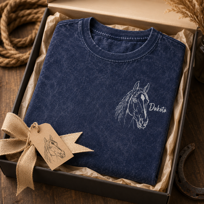 Custom Photo Horse Love Wash T-Shirt | Personalized Horse Lover Shirt | Gift For Horse Lovers TOM99