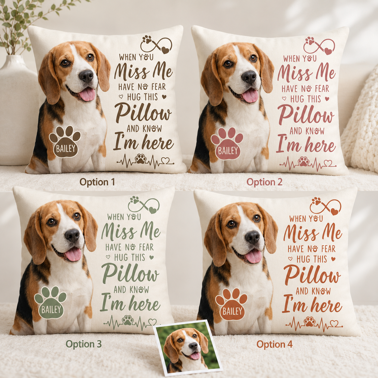 Custom Photo Dog Memories Pillow | Gift For Dog Lovers | Personalized Dog Decor TOM99