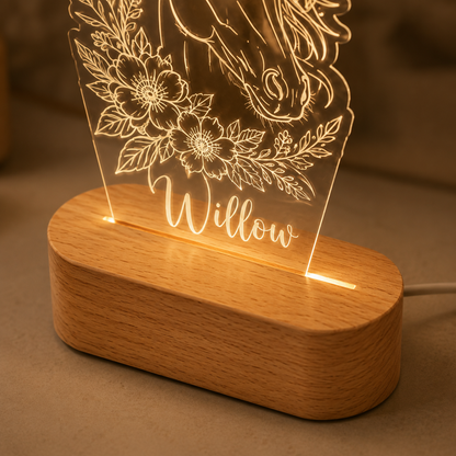 Custom Photo Horse Flower Wooden Led Light | Personalized Horse Photo Wooden Led Light | Gift For Horse Lovers TOM99