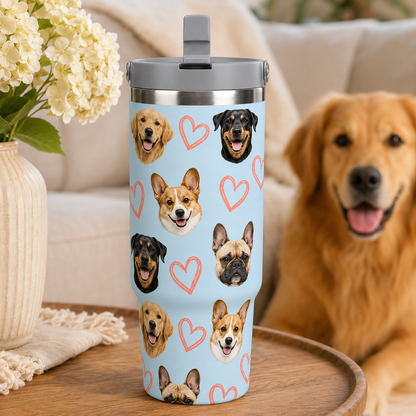 Custom Photo Love Dog 30oz Tumbler | Gift For Dog Lovers | Pet Lover Gifts TOM99