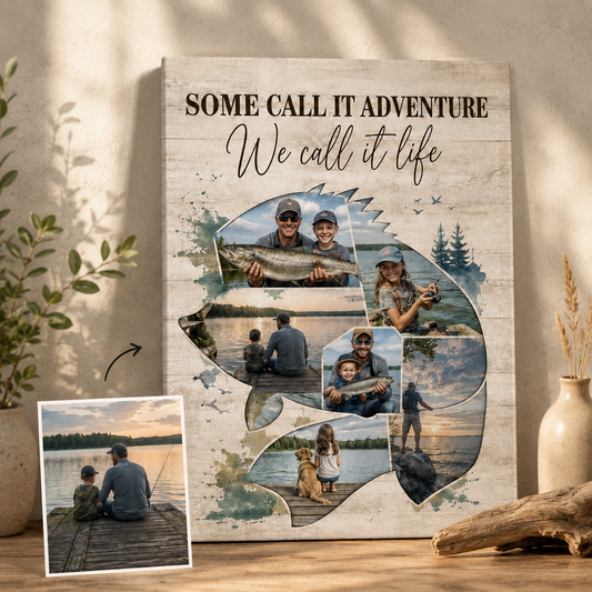 Custom Photo Dad Fishing Canvas Wall Art - Custom Gift For Dad TOM99