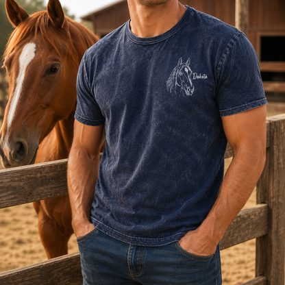 Custom Photo Horse Love Wash T-Shirt | Personalized Horse Lover Shirt | Gift For Horse Lovers TOM99