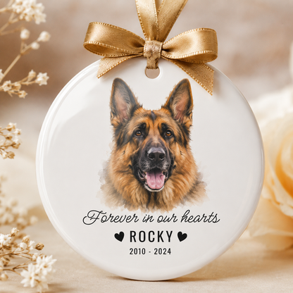 Custom Photo Dog In Our Heart Memorial Ceramic Ornament | Personalized Dog Lovers Gifts | Gift For Dog Lovers TOM99