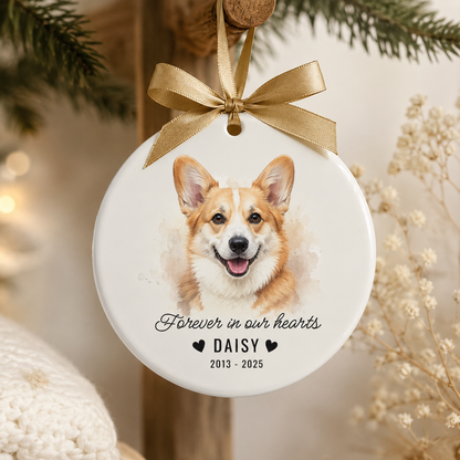 Custom Photo Dog In Our Heart Memorial Ceramic Ornament | Personalized Dog Lovers Gifts | Gift For Dog Lovers TOM99