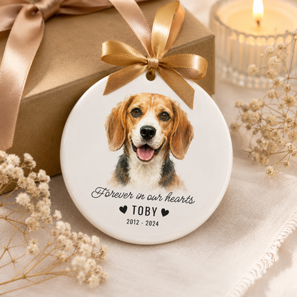Custom Photo Dog In Our Heart Memorial Ceramic Ornament | Personalized Dog Lovers Gifts | Gift For Dog Lovers TOM99