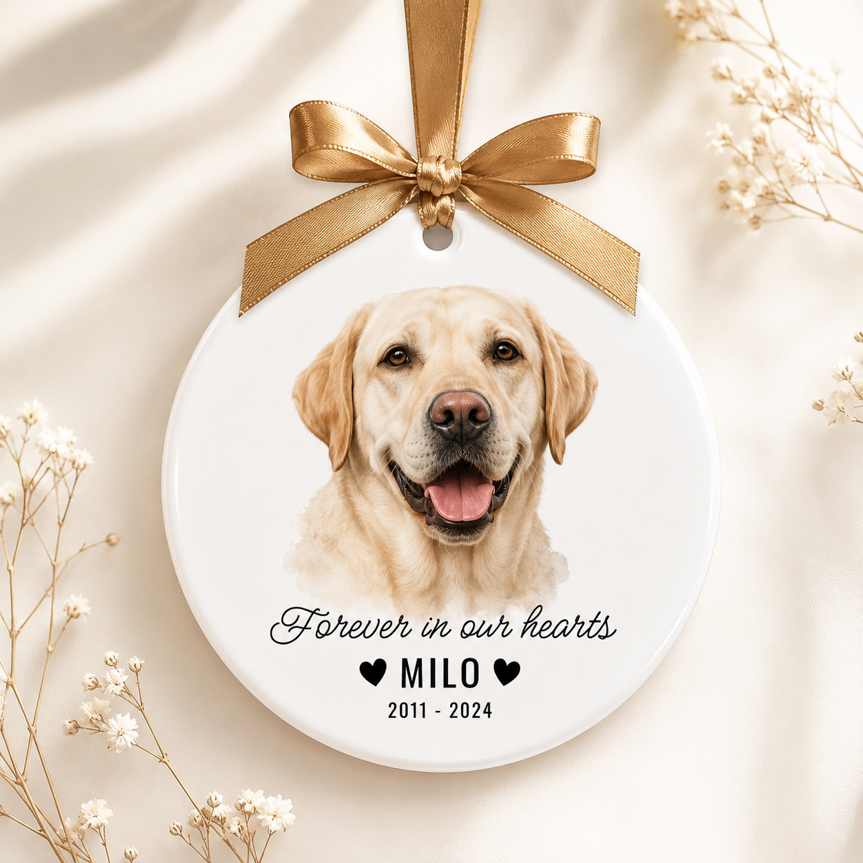 Custom Photo Dog In Our Heart Memorial Ceramic Ornament | Personalized Dog Lovers Gifts | Gift For Dog Lovers TOM99