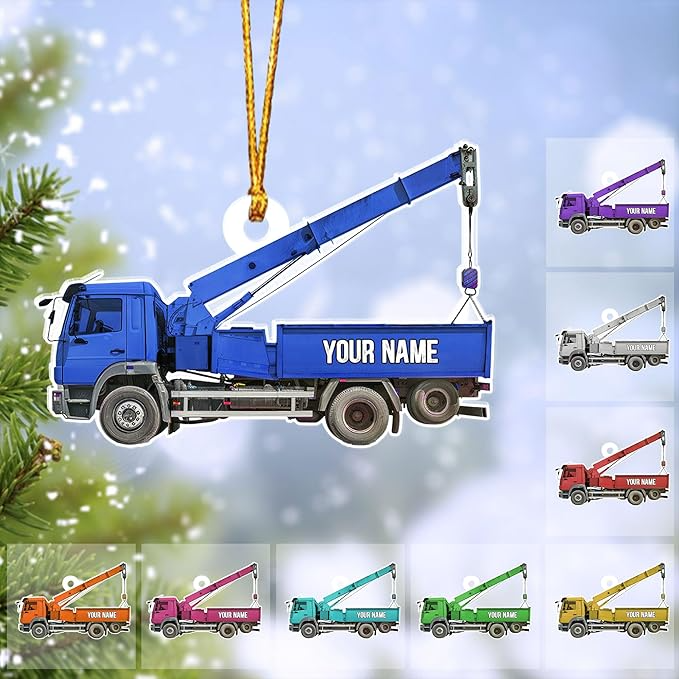 Custom Lineman Car Christmas Ornament