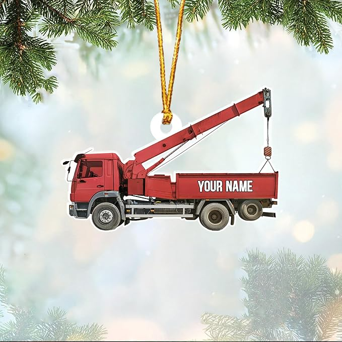 Custom Lineman Car Christmas Ornament