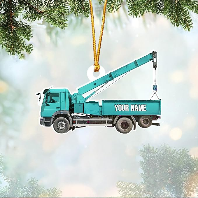 Custom Lineman Car Christmas Ornament