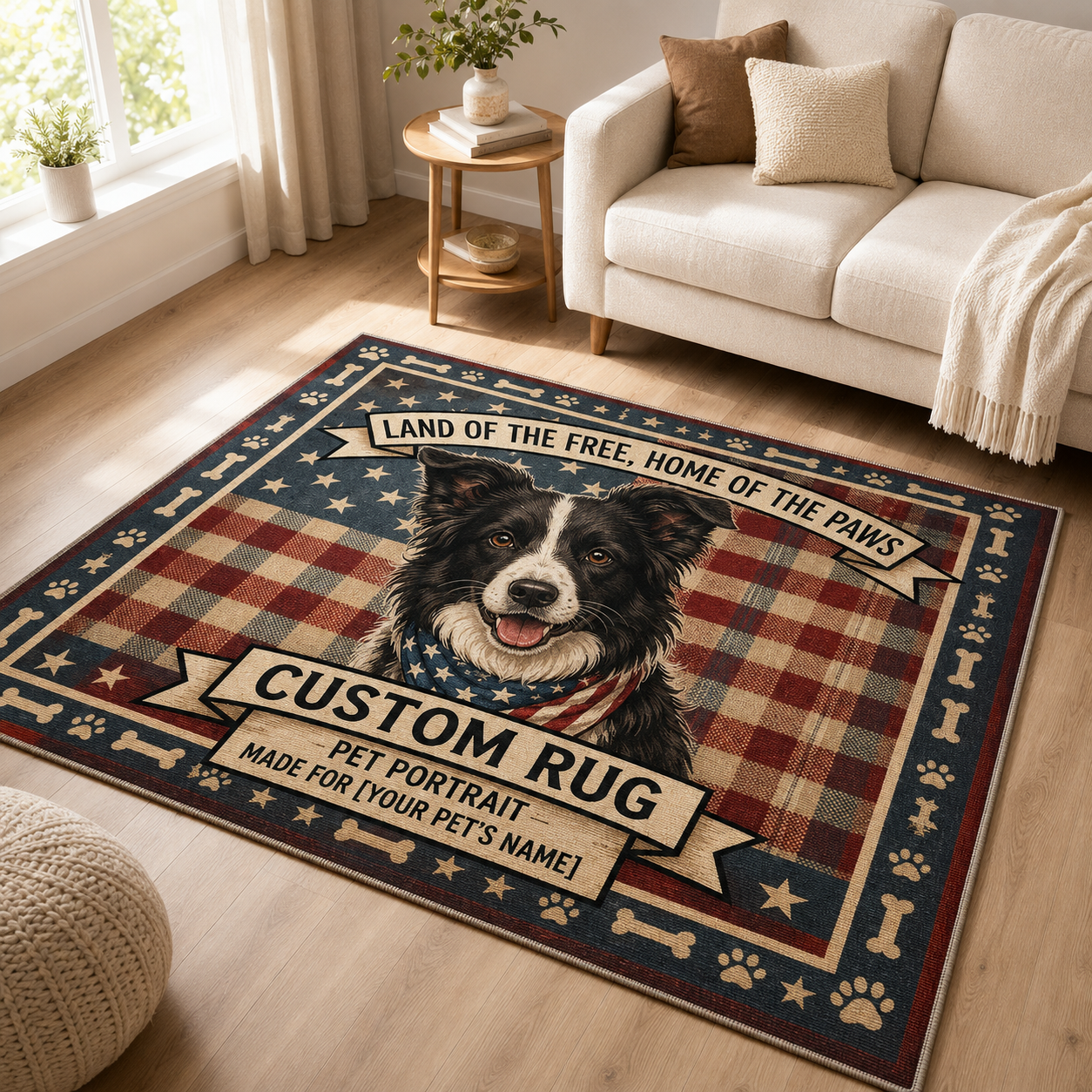 Custom Photo Americian 250 Dog Area Rug | Gift For Dog Lovers