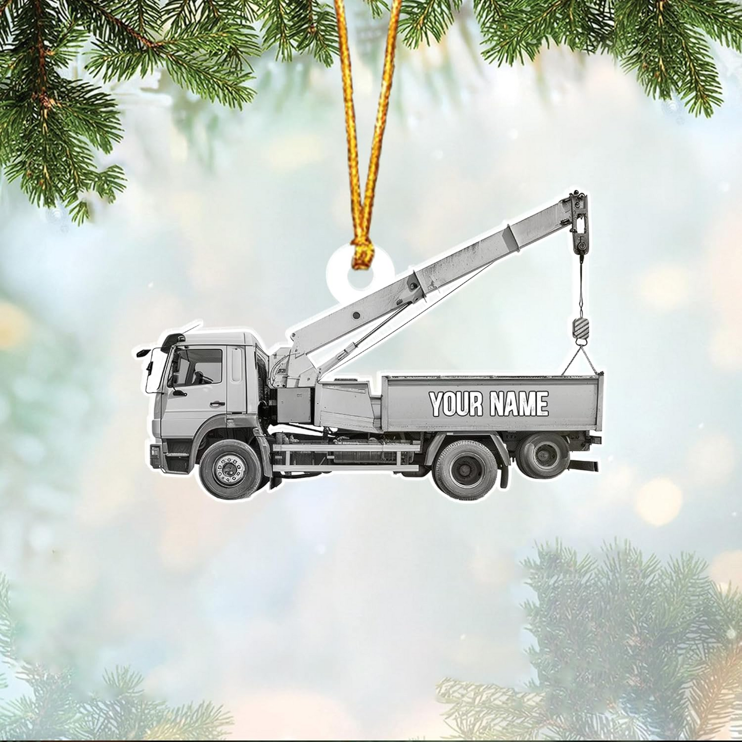 Custom Lineman Car Christmas Ornament