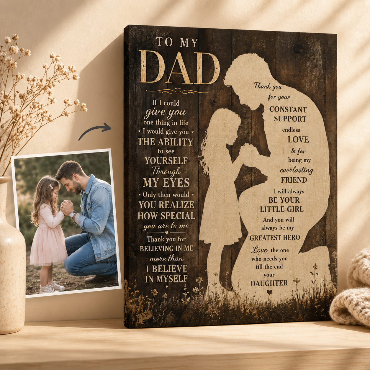 Custom Photo To My Dad Canvas Wall Art - Custom Gift For Dad TOM99