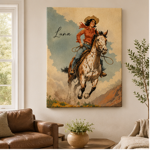 Custom Photo Ride Horse Wall Art Canvas | Personalized Horse Photo Canvas | Gift For Horse Lovers TOM99