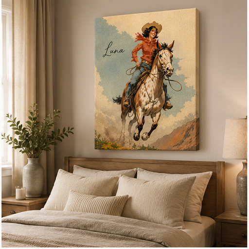 Custom Photo Ride Horse Wall Art Canvas | Personalized Horse Photo Canvas | Gift For Horse Lovers TOM99