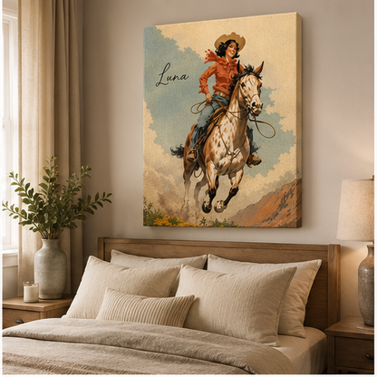 Custom Photo Ride Horse Wall Art Canvas | Personalized Horse Photo Canvas | Gift For Horse Lovers TOM99