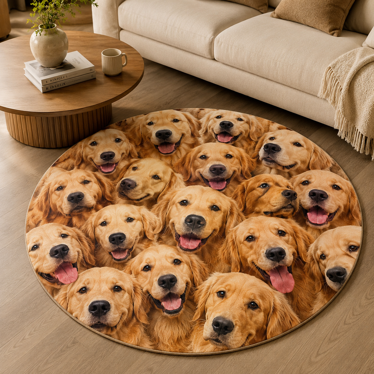 Custom Photo Dog Face Round Carpet | Photo Pet Round Rug | Gift For Dog Lovers