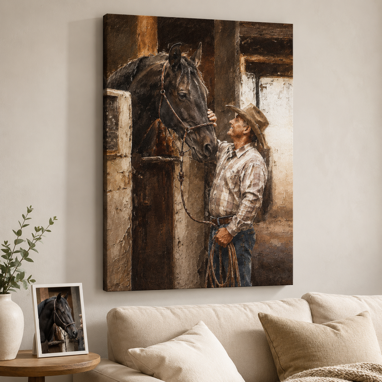 Custom Photo My Horse Wall Art Canvas | Personalized Horse Photo Canvas | Gift For Horse Lovers TOM99
