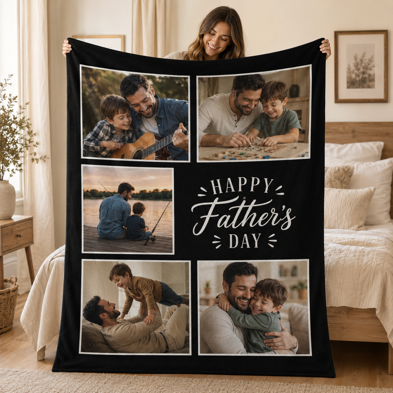 Custom Photo Dad I Love You Blanket, Personalized Dad Gifts | Gift For Dad TOM99