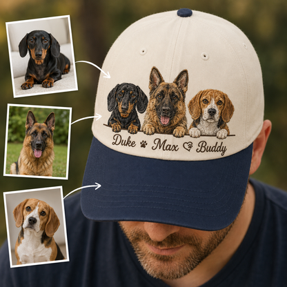 Custom Dog Face Embroidered Hat, Custom Embroidered Pet Portrait Hat | Gift For Dog Lover Pa99